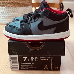 Nike Jordan 1 Low BT size 7c - Black/Gym Red-Cool Grey - New